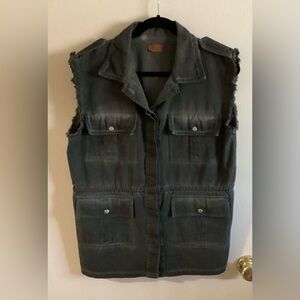 POL Charcoal Gray Sleeveless Denim Vest